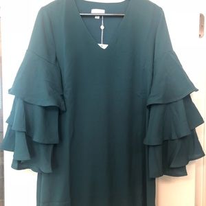 Ruffle sleeve knee length dress